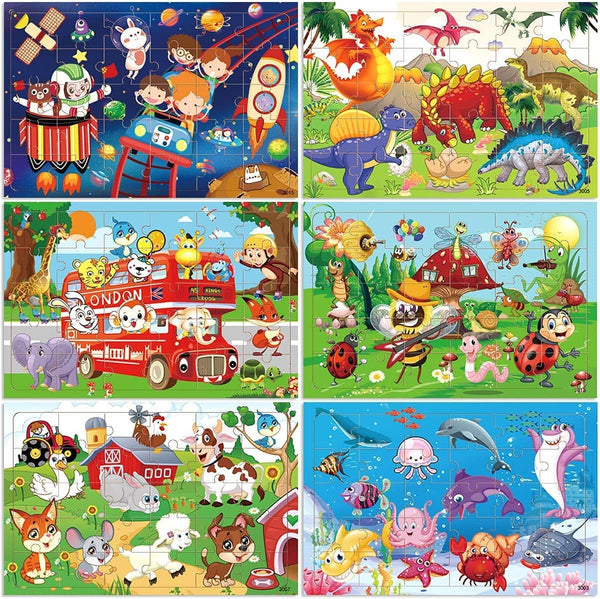 Wooden Jigsaw Puzzles for Kids Ages 3-5 - 30 Piece Colorful Educational Puzzles for Boys and Girls