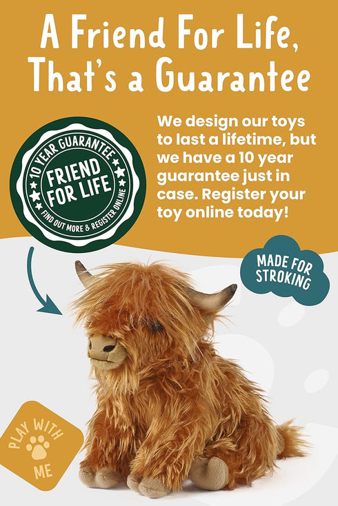 9 Inches Living Nature Highland Cow Brown Stuffed Animal | Premium Plush Farm Toy | Soft Toy Easter Gift for Kids |