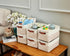 DECOMOMO Small Storage Baskets for Organizing, Linen Closet, Bathroom, Nursery, Fabric Bulk Decorative (Beige and