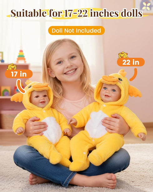 17-20 Inch BABESIDE Reborn Baby Doll Clothes for Dolls Accessories,Cute Yellow Duck Baby Doll Clothes with Hat