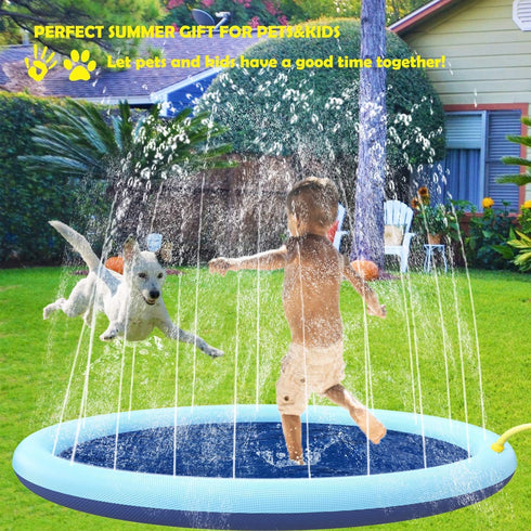 Splash Sprinkler Pad for Dogs Kids, Non-Slip Pet Thickened Durable Wading Bath Pools