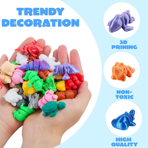 36 3D Set, 36 3D JOYIN Pcs Mini Printed Mix Animals Different Animals Printed Toys - Cute Articulated Flexible
