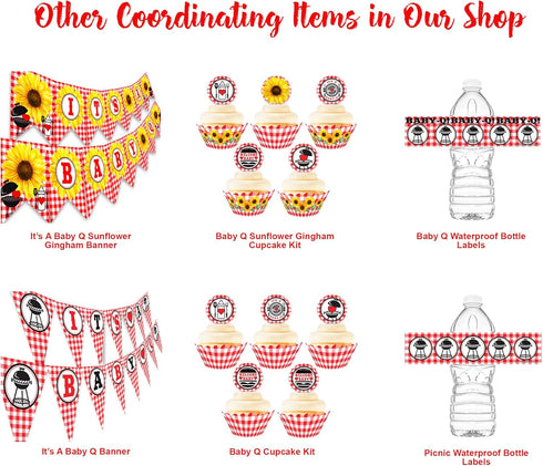 Baby Q Waterproof Bottle Labels - 20 Bottle Labels for Baby Q Party Decorations, Supplies, Picnic Baby Shower