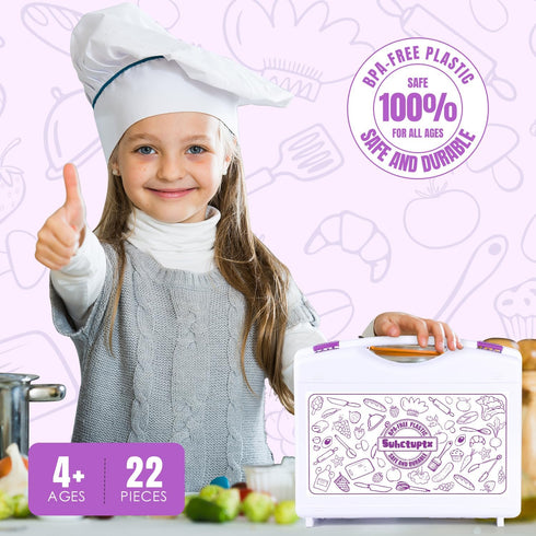 Sets Set Kids Cooking Real, Kids Cooking and Baking with Storage Case Kid Safe Knives Cutting Board Apron Cookbook