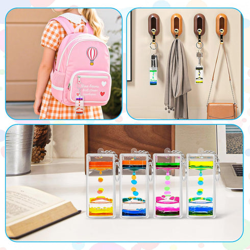 Dynamic Liquid Timers Key Chain Set, Colorful Motion Bubbler Timekeeper Keychains, Liquid Hourglass