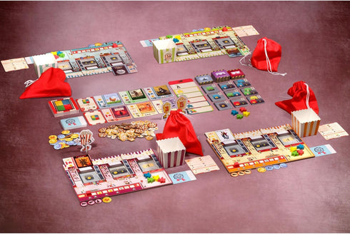 60 2 4 10+ IELLO: Popcorn, Strategy Board Game, Manage a Movie Theater, Attract Cinema Guests, Competitive, Minute Play