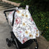 Floral Baby Car Seat Canopy Soft Plush Dotted Backing Baby Car Seat Cover Girls, Infant Carseat Canopy, Stretchy Multi