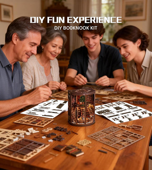 Spilay DIY Miniature House Kit, Miniature Dollhouse Kit with LED Light, Mini House Building Kit Book Nook for Adult