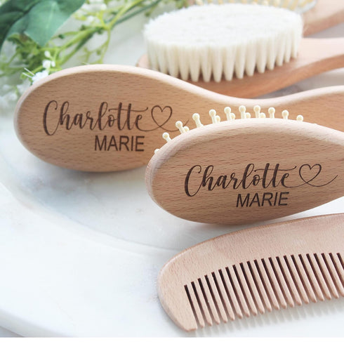Personalized Wooden Baby Hair Brush - Perfect Gift for Baby Girls