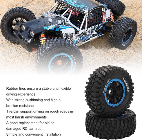 RC Rubber Tire Set 165mm Diameter Wheel Tire for Racing 1/7 RC Car Upgrade Part (Blue)