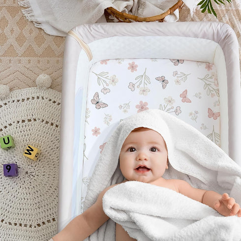 4 Pack 35"x20" Bedside Bassinet Sheets - Bassinet Sheets for Newton, Ezebaby, AMKE & Other Large Bedside Sleeper |
