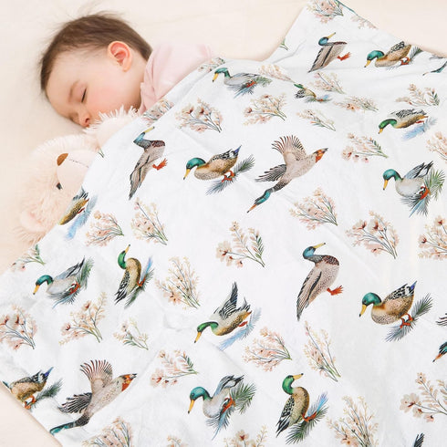 26.5 40 Inches Mallard Duck Baby Blanket for Boys Girls Soft Fleece Minky Blanket with Dotted Backing Double Layer