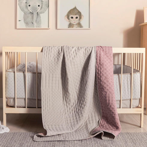 Generic DualScape Grey-Pink Patch Premium Baby Crib Comforter