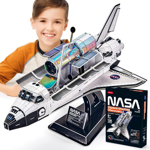 NASA Space Shuttle Discovery 3D Puzzles for Kids and Adults, Rocket Ship Building Toys for Ages 5-14, 126 Pieces