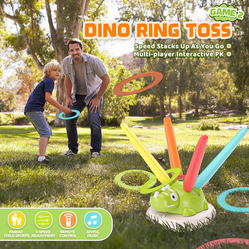 3 1 3-8 4-6,Active Aliex in Dinosaur Musical Jumping, Toss Ring and Stomping Launch Rocket Launcher, Indoor & Outdoor