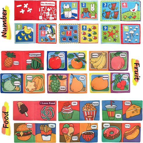 Soft Cloth Books for Baby, Toddler & Infant - Educational Toy for Boy & Girl, Pack of 6, Shower Gift