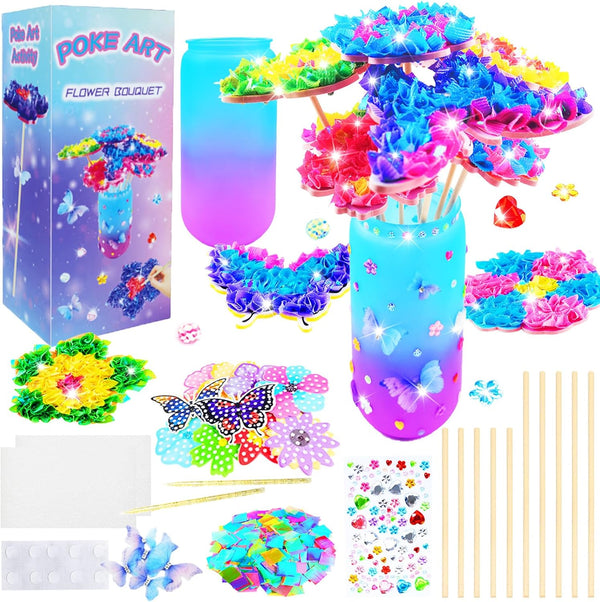 FJBICODA Poke Art Flower Bouquet Craft Kit - Arts and Crafts for Girls