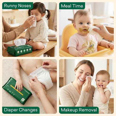 4 Pack 240 Count PurComfy Baby Dry Wipes for Newborn, Plant-Based & Hypoallergenic Disposable Cloths for Baby Diaper