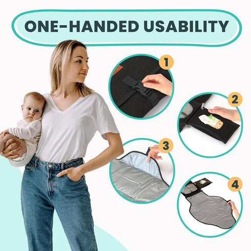 Portable Changing Pad for Newborns, Travel Diaper Changing Pad - Waterproof, Foldable & Detachable Diaper Changing