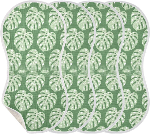 GOODOLD Set 1 Pack Green Monstera Leaves Muslin Baby Burp Cloths - Super Absorbent and Soft Burping Rags - Cotton Burp