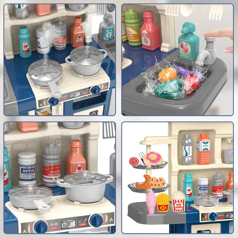 Playset 3-5 40+ Set 4-8, Doloowee Kids Kitchen - Kitchen Toy for Toddlers with Accessories, Toy Kitchen for Kids Ages