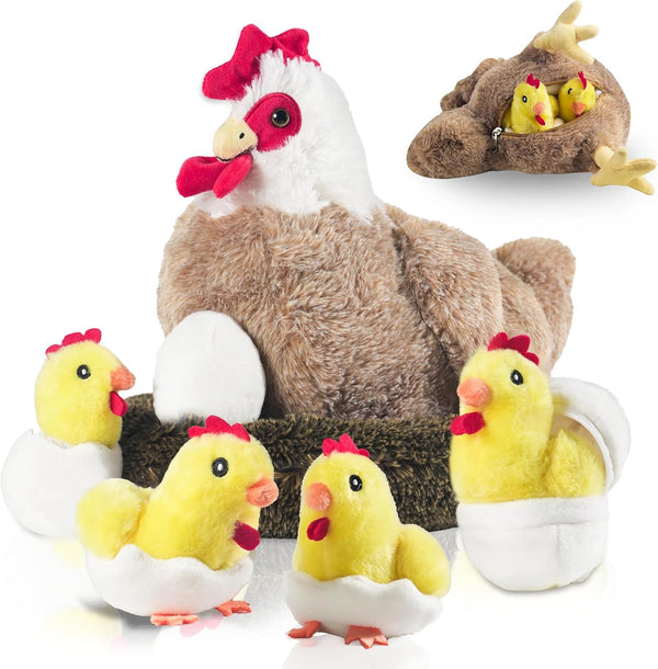 9 in 1 Chicken Stuffed Animal, Stuffed Chicken Toys for Kids Zippered