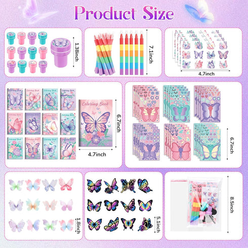 96Pcs Set BenLouis Butterfly Party Favors Butterfly Fairy Coloring Books Crayon Stickers Bulk for Kids Butterfly