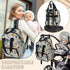 Shoblo Backpack Checkered Background Flowers Diaper Bag for Travel, Waterproof Diaper Bag with Insulated Bottle Pockets