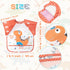 R HORSE 5Pcs Short Sleeved Bib for Baby Toddlers Waterproof Sleeved Bib with Pocket Animal Infants Feeding Bib for 0-36 Month