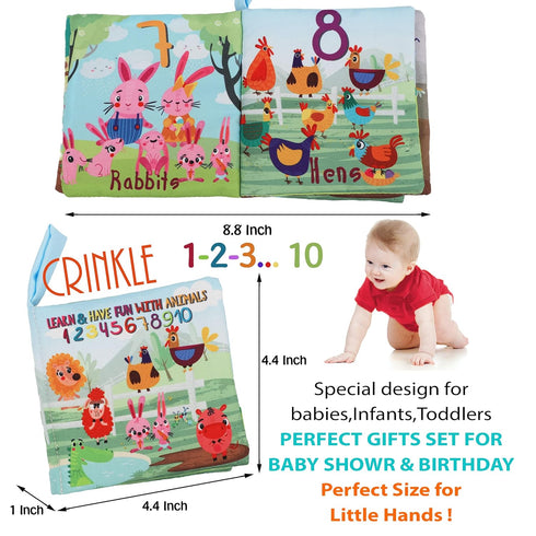 Baby Books Toys Gifts, Touch and Feel Cloth Crinkle Books for Babies, Early Learning Toys for 0-18 Months, 6 PCS