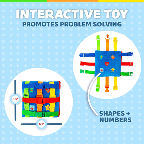 Buckle Toys - Boomer Square - Learning Activity Toddler Plane Travel Essential Toy - Develop Motor Skills and Problem
