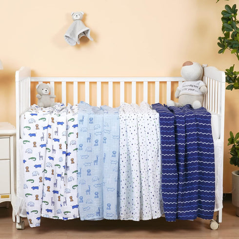 4 Pack 100% 47 47 inches, david's kids Baby Muslin Swaddle Blankets, Cotton and Ultra Soft Breathable Receiving Blanket