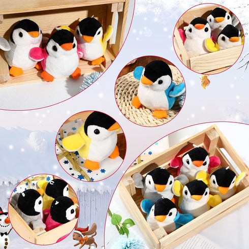 12 Pieces Christmas Mini Plush Penguin Stuffed Toys, Cute Small Baby Penguin Dolls for Keyholder Bag Pendant Gifts