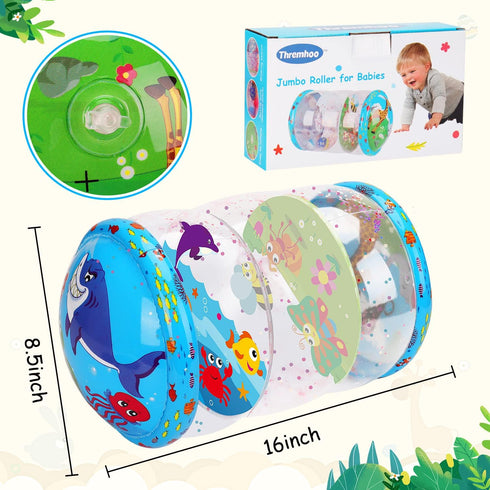 Crawling & Walking Baby Toys - Glowing Jumbo Inflatable Rolling Infant Toys for 0-6 Months to 12-18 Months, Sensory