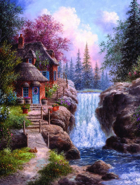 SUNSOUT INC - Tranquility Falls 1000 pc Jigsaw Puzzle by Artist Dennis Lewan - Finished Size 20" x 27"