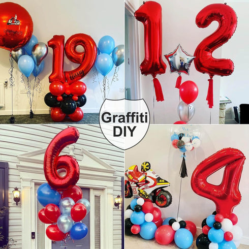 40 Inch Large Red Number 7 Balloon, Jumbo Digit Mylar Foil Helium Balloons for Birthday Party Celebration Decorations