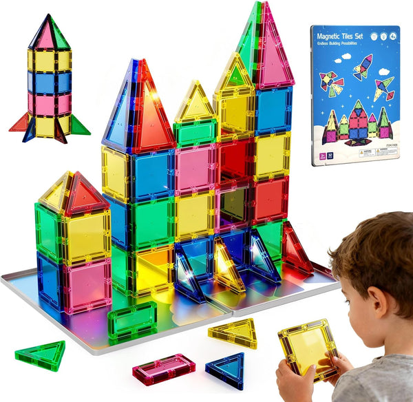 HDCooL Magnetic Tiles, 32 PCS Giant Magnetic Tiles with Iron Box, Choke-Proof Design
