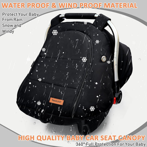 MARLIFER Cozy Waterproof Winter Baby Car Seat Cover, Carseat Cover Boys, & Warm Cover, Infant Car Seat Canopy
