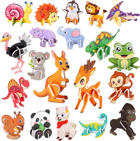 FOIMAS 3D Kids,30 Pack Animal Puzzles for Educational Jungle Animal Puzzle Dinosaur Farm Animals for Kids Classroom