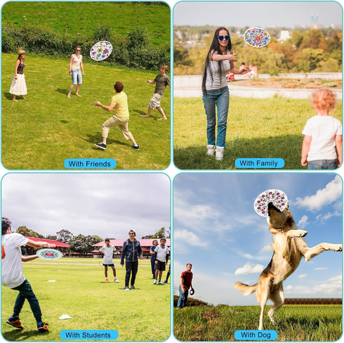 Mototo Foldable Flying Disc Fans with Bag, DIY Creative Handheld Fabric Fan for Fun Party Favors, Summer Outdoor