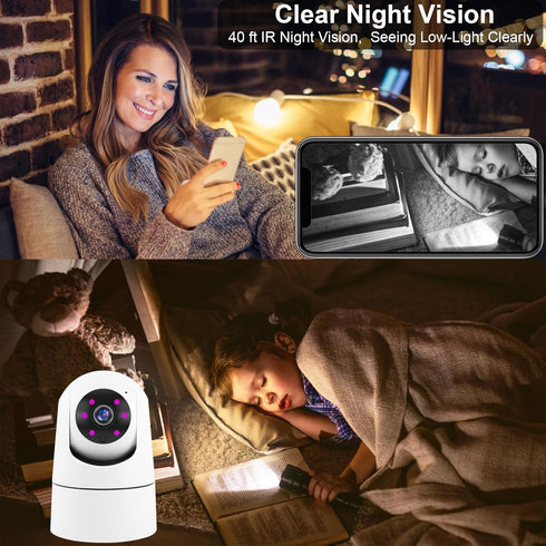 BlessFly 4MP 2.4/5G 2 Indoor Cameras for Home Security, WiFi Baby/Dog Monitor with Phone APP, Auto Tracking, Human