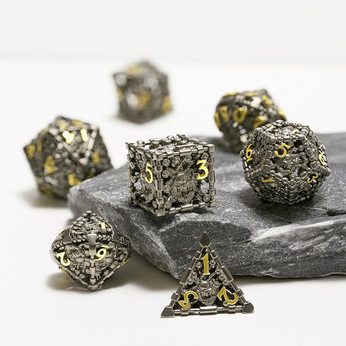3D Beholder Metal DND Dice Set, Antique Polyhedral D&D Dice for Dungeons and Dragons, Halloween Gift (Black-Eye)