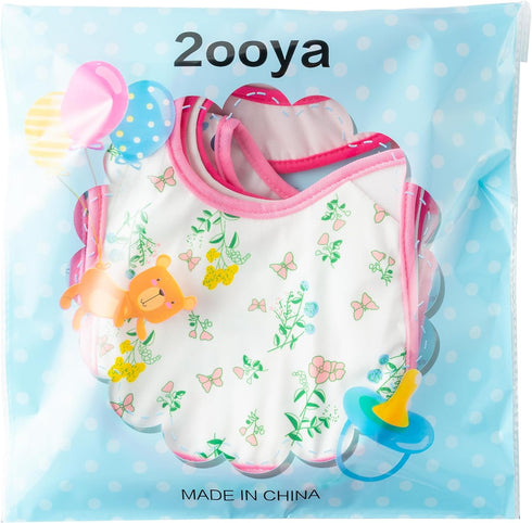 7Pcs Cotton Waterproof Baby Bibs - Hook Loop Closure, Keepsake Gift for Newborns, Drooling, Feeding, Eating