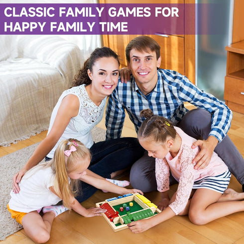 1-4 10 Players Shut The Box Dice Game, Numbers Traditional Wooden Pub Bar Board Game, Family Classics Tabletop Version