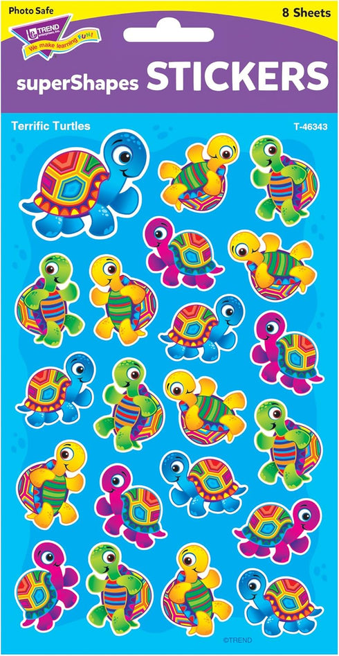 Trend Terrific Turtles Large superShapes Stickers, 168 Count Classroom Incentives