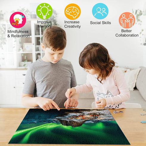 Jigsaw Puzzles for Adults 1000 Piece - Northern Lights in Norway