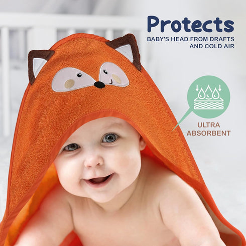100% 3D Mother's Choice Organic Cotton Baby Hooded Towel Ultra-Soft & Absorbent Baby Bath Towels for Newborn