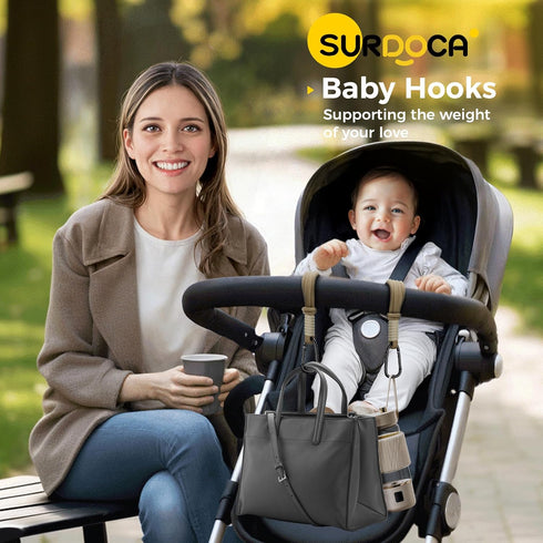 Mommy SURDOCA Baby Stroller Hooks, Stroller Clips and Hooks for Diaper Bag, Bag Hook for Stroller Heavy Duty, Universal