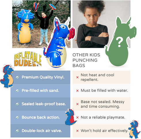 Dinosaur Kids Punching Bag: Inflatable Punching Toy Filled with Sand, Bounce-Back Action for Indoor Outdoor Party Games