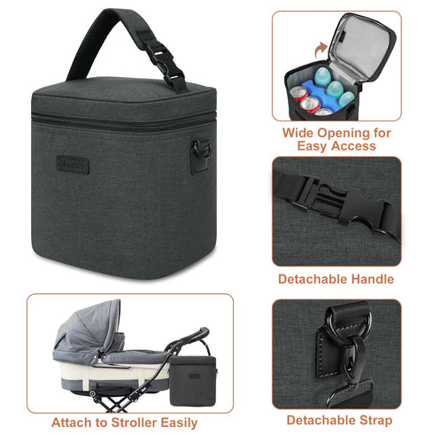 Pack, 6 9 Mancro Breastmilk Cooler Bag with Ice Insulated Bottle Bag for Baby Bottles (Up to Ounce) with Shoulder Strap
